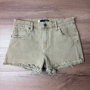 Kut from the Kloth Women’s Olive Green Frayed Hem Jane High Rise Denim Shorts